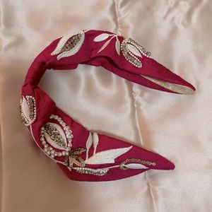 NAMJOSH hot pink/ivory embroidered headband from ShopBop 🌸✨💖